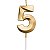 Vela de Aniversário Mini Design Número 5 Dourado Metalizado - Silver - Imagem 1