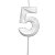 Vela de Aniversário Mini Design Número 5 Branco Perola Metalizado - Silver - Imagem 1