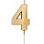 Vela de Aniversário Mini Design Número 4 Dourado Metalizado - Silver - Imagem 1