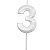 Vela de Aniversário Mini Design Número 3 Branco Perola Metalizado - Silver - Imagem 1