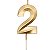 Vela de Aniversário Mini Design Número 2 Dourado Metalizado - Silver - Imagem 1