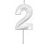 Vela de Aniversário Mini Design Número 2 Branco Perola Metalizado - Silver - Imagem 1