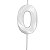 Vela de Aniversário Mini Design Número 0 Branco Perola Metalizado - Silver - Imagem 1