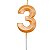 Vela de Aniversário Mini Design Número 3 Laranja Candy Metalizado - Silver - Imagem 1