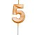 Vela de Aniversário Mini Design Número 5 Laranja Candy Metalizado - Silver - Imagem 1