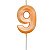 Vela de Aniversário Mini Design Número 9 Laranja Candy Metalizado - Silver - Imagem 1