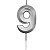 Vela de Aniversário Mini Design Número 9 Prata Metalizado - Silver - Imagem 1