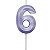 Vela de Aniversário Mini Design Número 6 Lilás Candy Metalizado - Silver - Imagem 1