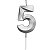Vela de Aniversário Mini Design Número 5 Prata Metalizado - Silver - Imagem 1