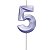 Vela de Aniversário Mini Design Número 5 Lilás Candy Metalizado - Silver - Imagem 1