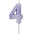 Vela de Aniversário Mini Design Número 4 Lilás Candy Metalizado - Silver - Imagem 1