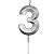 Vela de Aniversário Mini Design Número 3 Prata Metalizado - Silver - Imagem 1