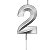 Vela de Aniversário Mini Design Número 2 Prata Metalizado - Silver - Imagem 1