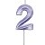 Vela de Aniversário Mini Design Número 2 Lilás Candy Metalizado - Silver - Imagem 1