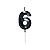 Vela de Aniversário Mini Design Número 6 Preta Metalizado - Silver - Imagem 1