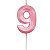 Vela de Aniversário Mini Design Número 9 Rosa Candy Metalizado - Silver - Imagem 1