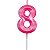 Vela de Aniversário Mini Design Número 8 Rosa Forte Metalizado - Silver - Imagem 1