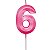 Vela de Aniversário Mini Design Número 6 Rosa Forte Metalizado - Silver - Imagem 1