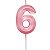 Vela de Aniversário Mini Design Número 6 Rosa Candy Metalizado - Silver - Imagem 1