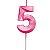 Vela de Aniversário Mini Design Número 5 Rosa Forte Metalizado - Silver - Imagem 1