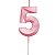 Vela de Aniversário Mini Design Número 5 Rosa Candy Metalizado - Silver - Imagem 1