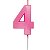 Vela de Aniversário Mini Design Número 4 Rosa Forte Metalizado - Silver - Imagem 1