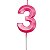Vela de Aniversário Mini Design Número 3 Rosa Forte Metalizado - Silver - Imagem 1