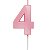 Vela de Aniversário Mini Design Número 4 Rosa Candy Metalizado - Silver - Imagem 1