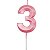 Vela de Aniversário Mini Design Número 3 Rosa Candy Metalizado - Silver - Imagem 1