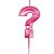 Vela de Aniversário Mini Design Interrogação Rosa Forte Metalizado - Silver - Imagem 1