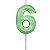 Vela de Aniversário Mini Design Número 6 Verde Candy Metalizado - Silver - Imagem 1
