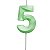 Vela de Aniversário Mini Design Número 5 Verde Candy Metalizado - Silver - Imagem 1