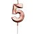Vela de Aniversário Mini Design Número 5 Rosê Gold Metalizado - Silver - Imagem 1
