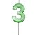 Vela de Aniversário Mini Design Número 3 Verde Candy Metalizado - Silver - Imagem 1