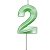 Vela de Aniversário Mini Design Número 2 Verde Candy Metalizado - Silver - Imagem 1