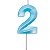 Vela de Aniversário Design Número 2 Azul Claro Metalizado - Silver - Imagem 1