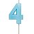 Vela de Aniversário Design Número 4 Azul Claro Metalizado - Silver - Imagem 1