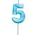 Vela de Aniversário Design Número 5 Azul Claro Metalizado - Silver - Imagem 1