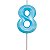 Vela de Aniversário Design Número 8 Azul Claro Metalizado - Silver - Imagem 1
