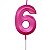 Vela de Aniversário Design Número 6 Pink Metalizado - Silver - Imagem 1