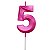 Vela de Aniversário Design Número 5 Pink Metalizado - Silver - Imagem 1