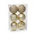 Bolas de Natal Dourado Gomos Sortidos Brilho, Fosco e Glitter 8cm com 6Un - Ref 1712655 Cromus - Imagem 1