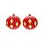 Bolas de Natal Quadriculada Vermelho Glitter Dourado 8cm com 6Un - Ref 1513917 Cromus - Imagem 1