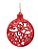 Bolas de Natal Vermelho Arabesco Veludo 8cm com 6Un - Ref 1051260 Cromus - Imagem 1