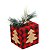 Enfeite Pendurar Presente Xadrez Vermelho e Preto com Galhos Pinheiros 8x8x8cm - Ref 1923340 Cromus - Imagem 1
