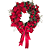 Guirlanda Decorada de Natal Bolas e Flores Vermelha com Laço Veludo 45x70cm - CCS Decorações - Imagem 1