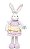 Coelha de Páscoa em Pé com Vestido e Placa cores Candy Color (Rocambole) Cromus - Imagem 1