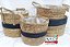 Kit de Cestas de Palha com 3 unidades (Bege Preto) 34X34X30cm 68666001 D&A - Imagem 4