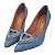 Scarpin Vizzano Básico Salto Alto Bico Fino Coração Strass Jeans - Imagem 4