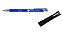 Caneta Metal Alumínio Personalizada Corpo Azul + VELUDO - Lote 50 peças - Imagem 1